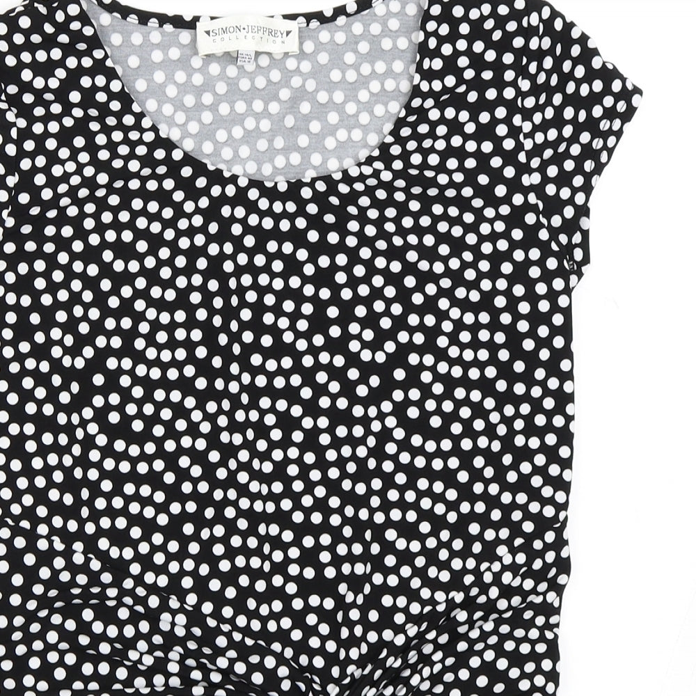 Simon Jeffrey Womens Beige Polka Dot  Basic T-Shirt Size 14