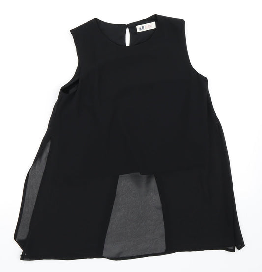 H&M Girls Black   Basic Blouse Size 8-9 Years