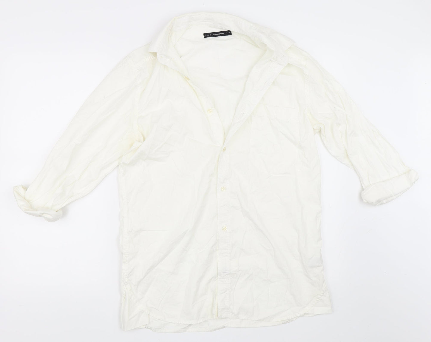 French Connection Mens White    Button-Up Size M