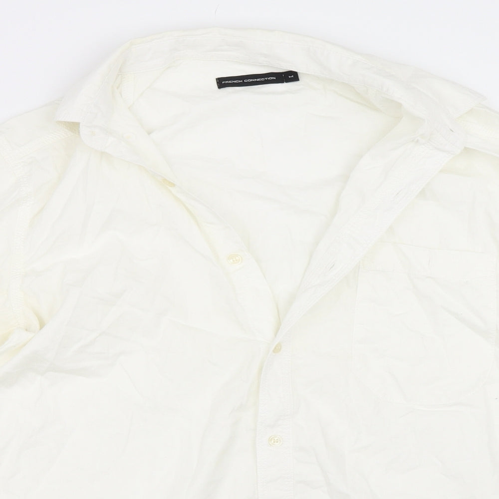 French Connection Mens White    Button-Up Size M