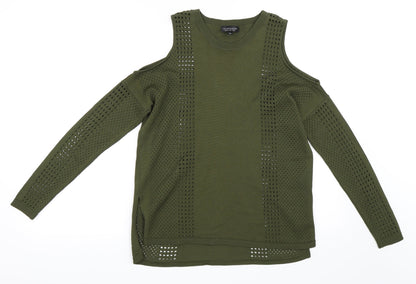 Additional front view of Topshop women’s green jumper, size UK 10