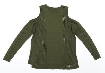 Back view of Topshop women’s green jumper, size UK 10