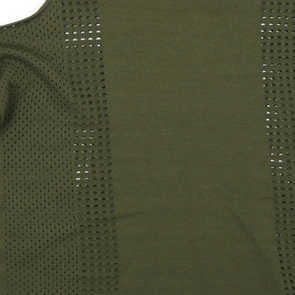 Brand and care label for Topshop women’s green jumper, size UK 10