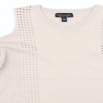 Close-up detail of Topshop women’s pink jumper, size UK 8