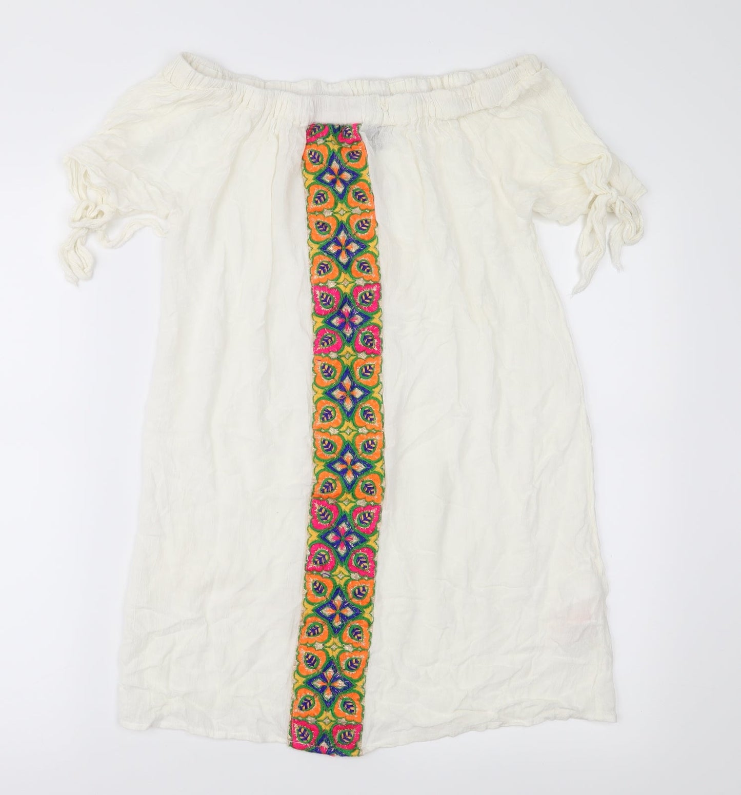 Atmosphere Womens Ivory Geometric  Basic Blouse Size S