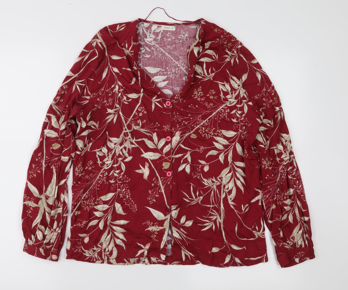 Oysho Womens Red Floral  Basic Blouse Size S