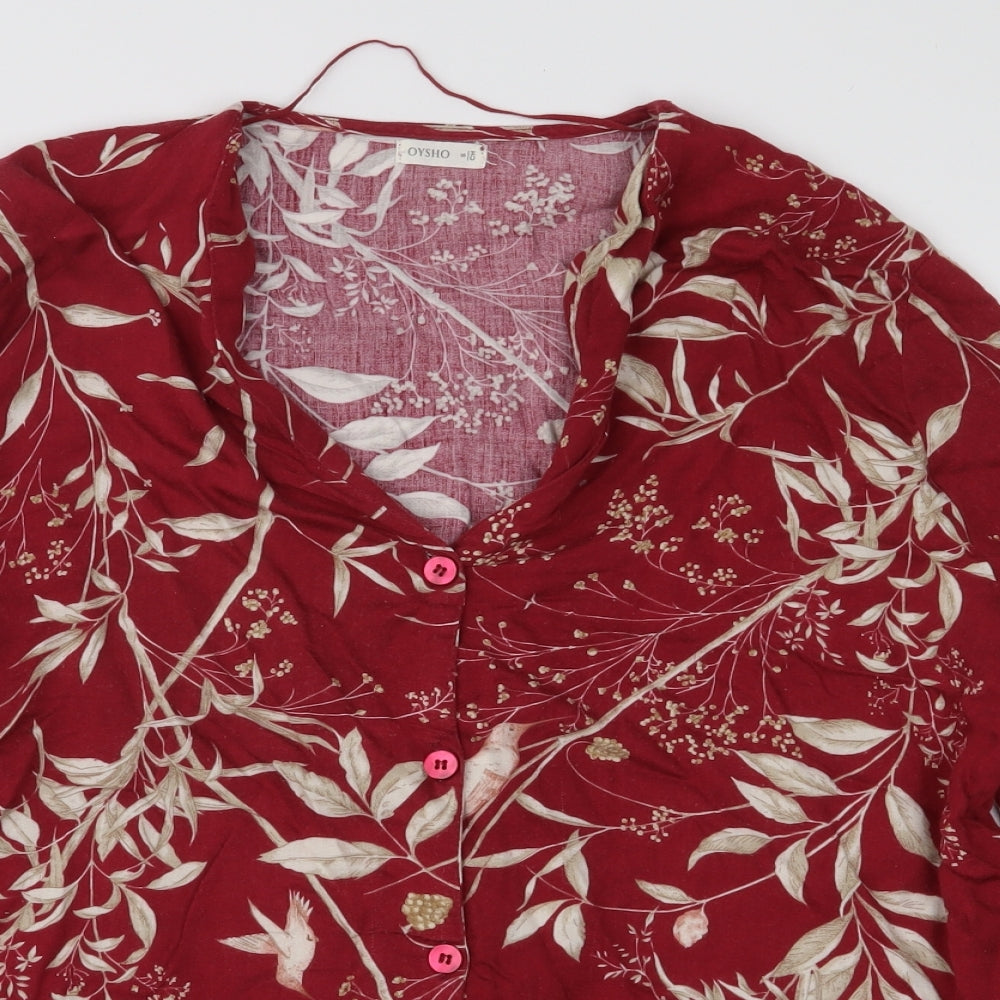 Oysho Womens Red Floral  Basic Blouse Size S