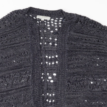 Close-up detail of Red Herring women’s blue knit cardigan jumper, size M