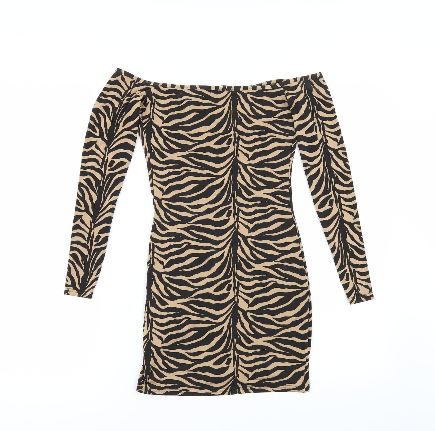 PRETTYLITTLETHING Womens Beige Animal Print  Mini  Size 8