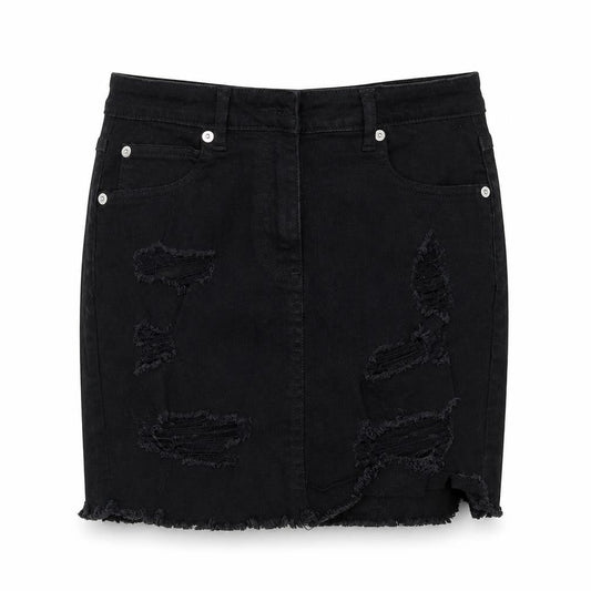 Front view of New Look women’s black mini skirt, size UK 10