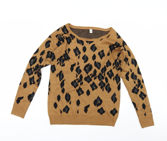 de.crop Womens Brown Geometric  Pullover Jumper Size S