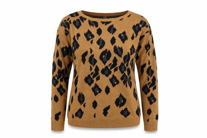 Front view of de.crop women’s brown geometric jumper, size S