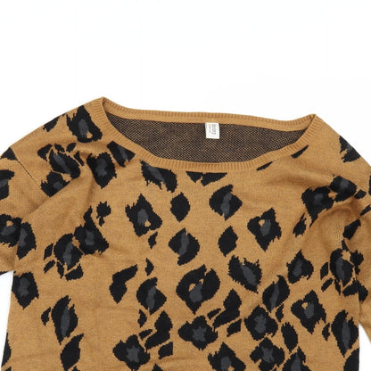 Close-up detail of de.crop women’s brown geometric jumper, size S