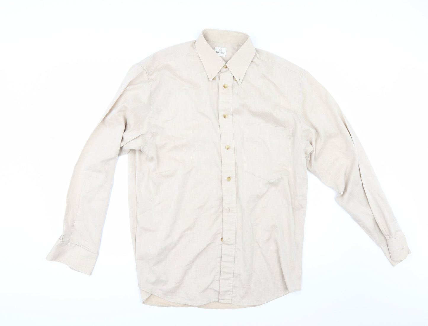 Burtons Mens Beige    Button-Up Size 16