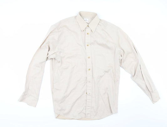 Burtons Mens Beige    Button-Up Size 16