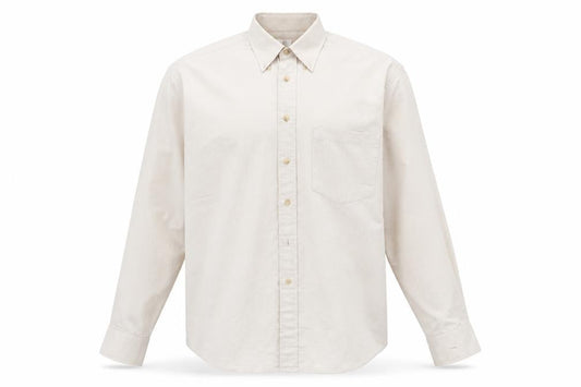 Front view of Burtons men’s beige button-up, size 16