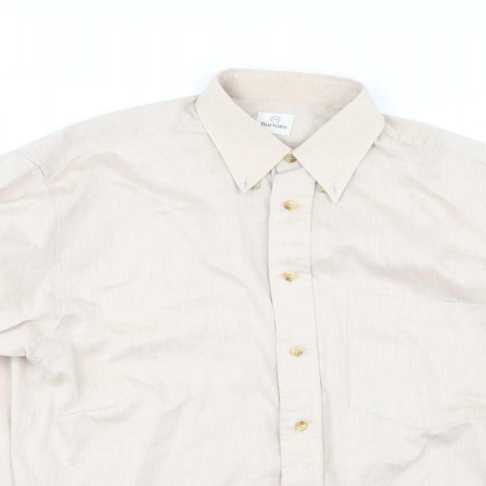 Burtons Mens Beige    Button-Up Size 16