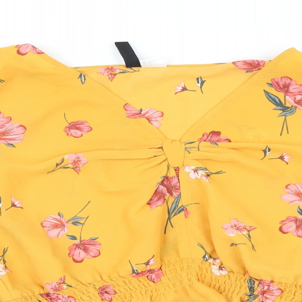 H&M Womens Yellow Geometric  Basic Blouse Size 8