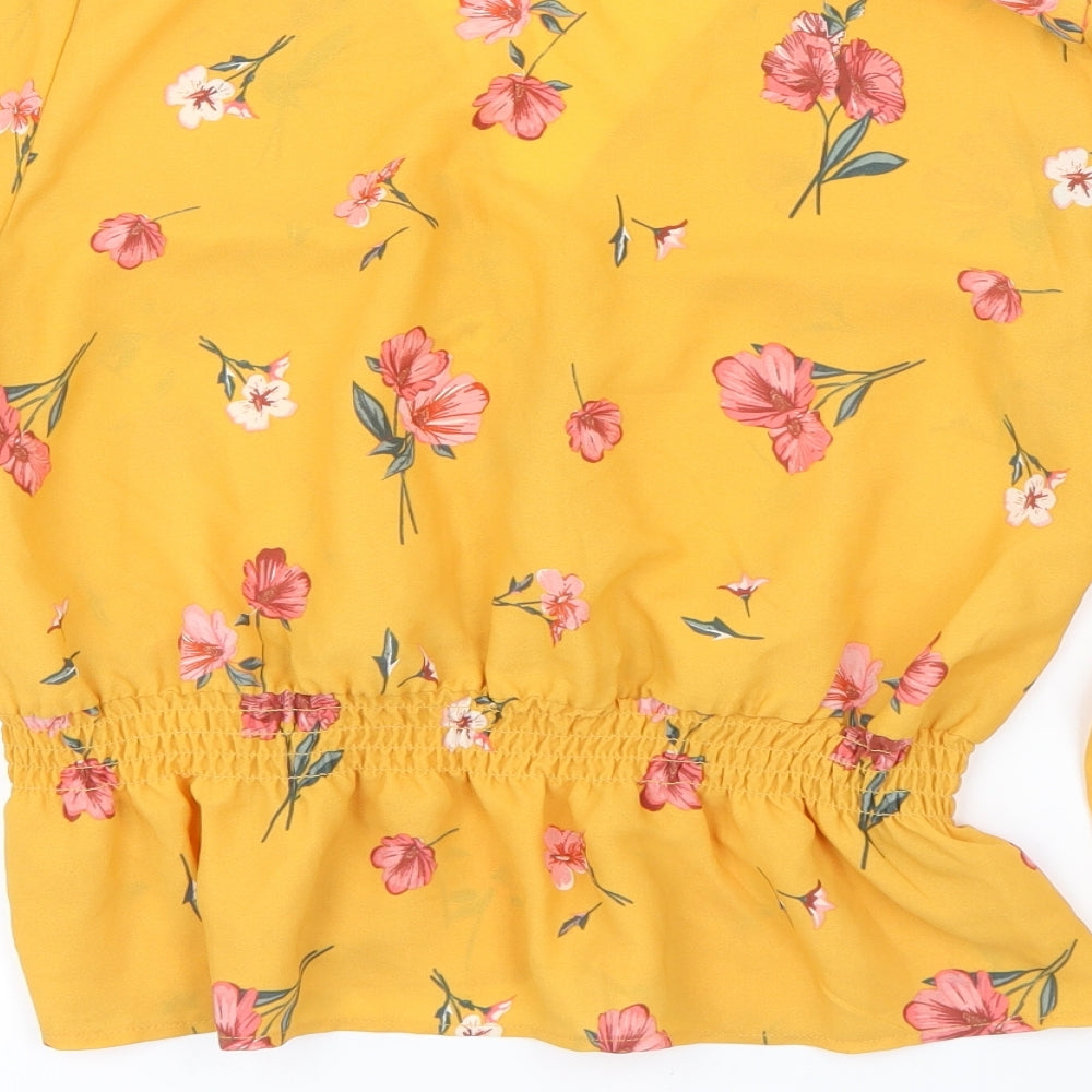 H&M Womens Yellow Geometric  Basic Blouse Size 8