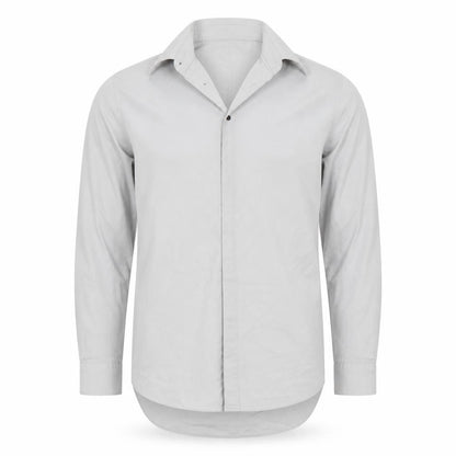 Front view of Taylor & Wright men’s grey button-up, size XL