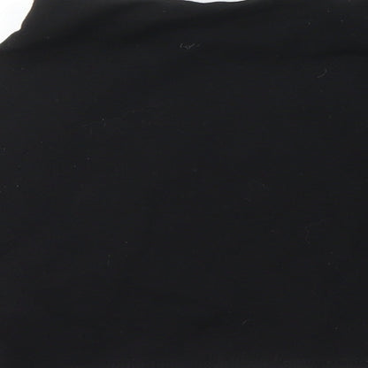 Brand and care label for Topshop women’s black a-line skirt, size UK 10