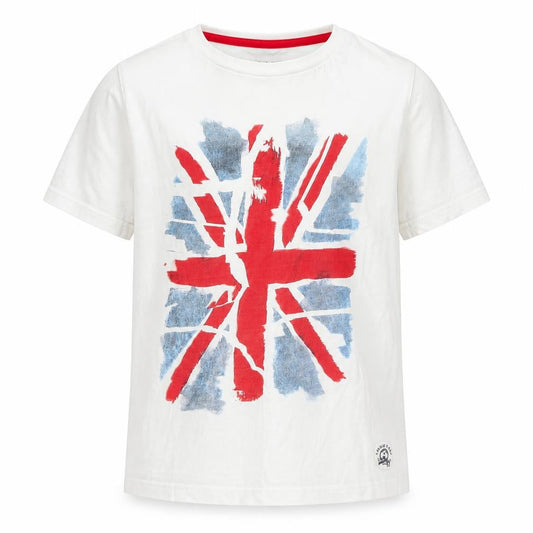 Front view of F&F boys’ white basic t-shirt, size S