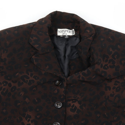 Close-up detail of Kasper women’s brown jacket coat, size UK 8