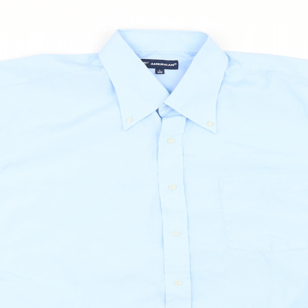 1st American Mens Blue    Button-Up Size L