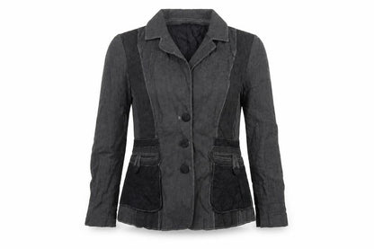 Front view of Lisa Campione women’s grey geometric jacket, size UK 10