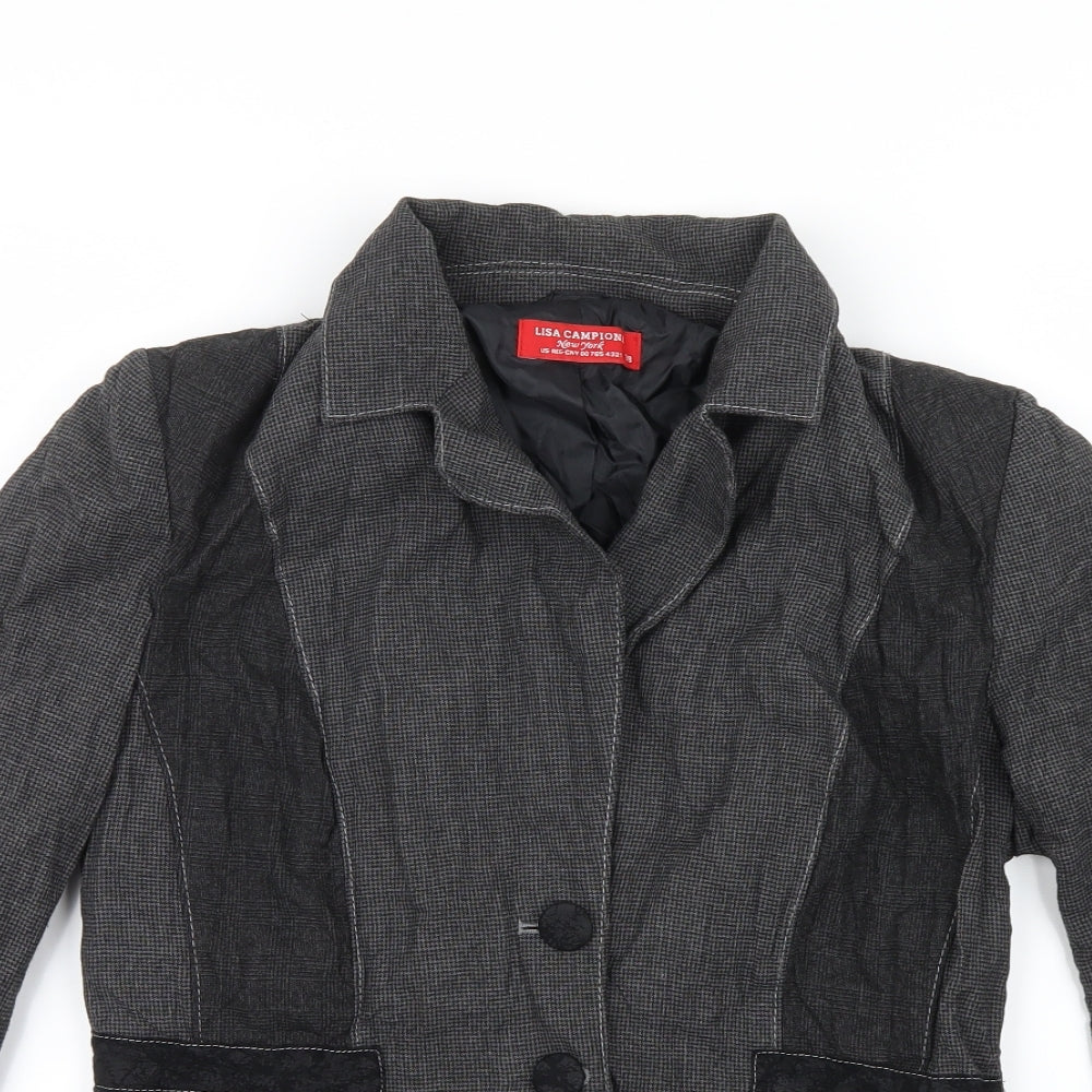 Lisa Campione Womens Grey Geometric  Jacket  Size 10