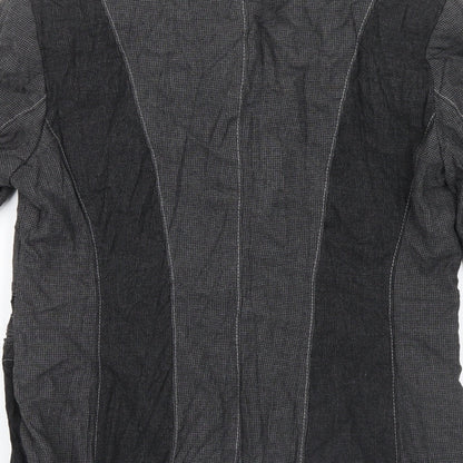 Brand and care label for Lisa Campione women’s grey geometric jacket, size UK 10