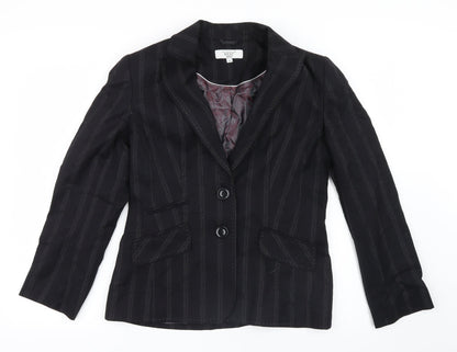 Additional front view of Oscar B women’s black jacket coat, size UK 10