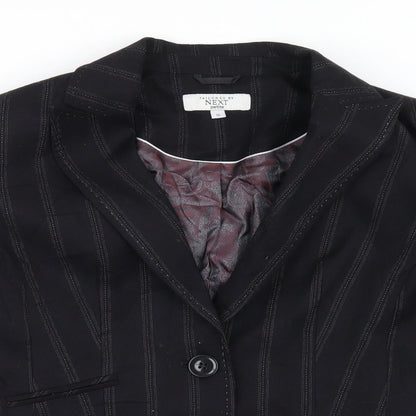 Close-up detail of Oscar B women’s black jacket coat, size UK 10