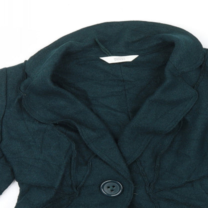 Close-up detail of Marks & Spencer women’s green jacket, size UK 12