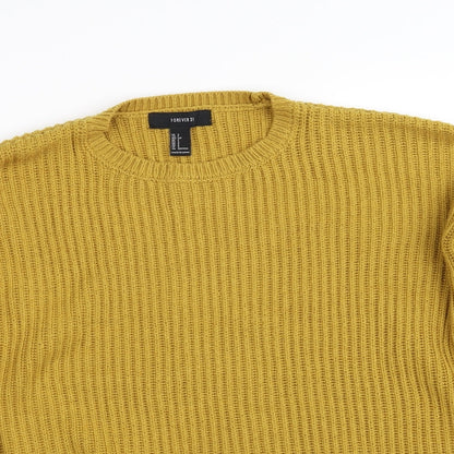 Close-up detail of Forever 21 women’s yellow jumper, size S