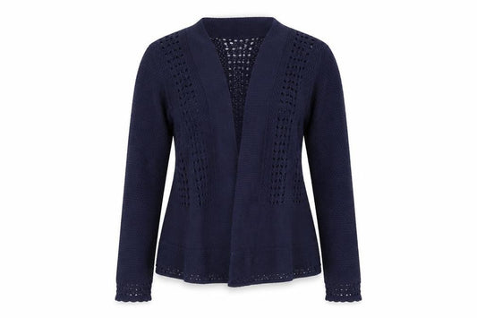 Front view of Papaya women’s purple cardigan jumper, size UK 14