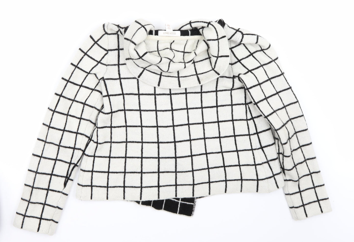 Ellen Tracy Womens White Check  Jacket Coat Size M