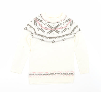 Front view of Peppers girls’ white jumper, size 10-11, years