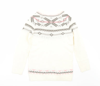 Back view of Peppers girls’ white jumper, size 10-11, years