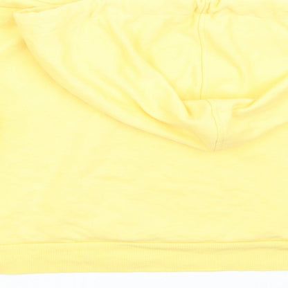 Brand and care label for Topshop women’s yellow jumper, size UK 14