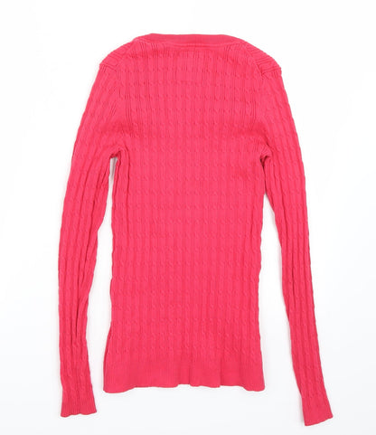 Back view of U.S. Polo Assn. Association women’s pink jumper, size S