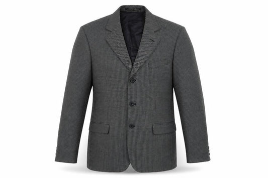 Front view of Marks & Spencer men’s blue geometric jacket blazer, size 40