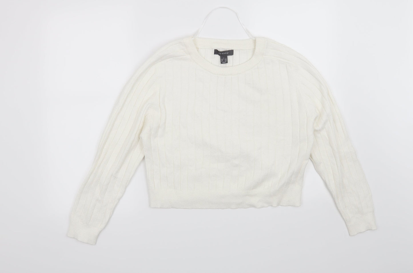 Primark Womens White Striped  Pullover Jumper Size 14