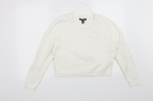 Primark Womens White Striped  Pullover Jumper Size 14