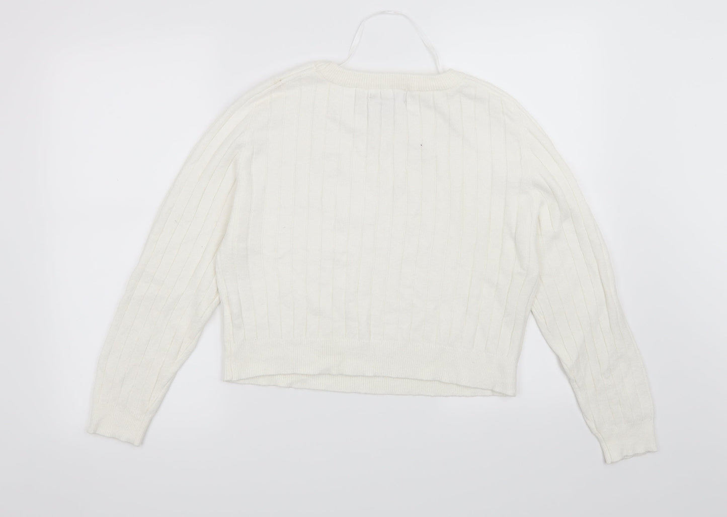 Primark Womens White Striped  Pullover Jumper Size 14