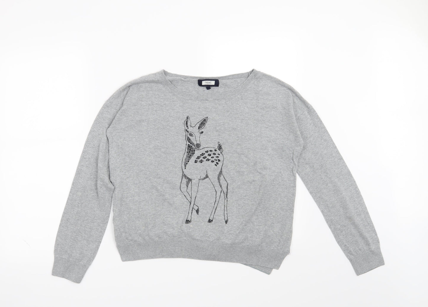 NEXT Womens Grey   Pullover Jumper Size 14  - Deer