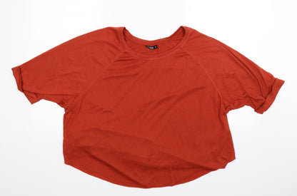 Additional front view of Janina women’s brown basic t-shirt, size UK 14