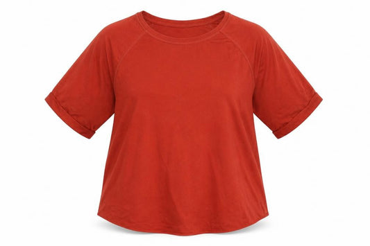 Front view of Janina women’s brown basic t-shirt, size UK 14