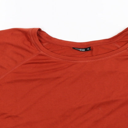 Close-up detail of Janina women’s brown basic t-shirt, size UK 14
