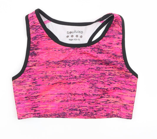 souluxe Girls Pink Colourblock  Basic Tank Size 10-11 Years